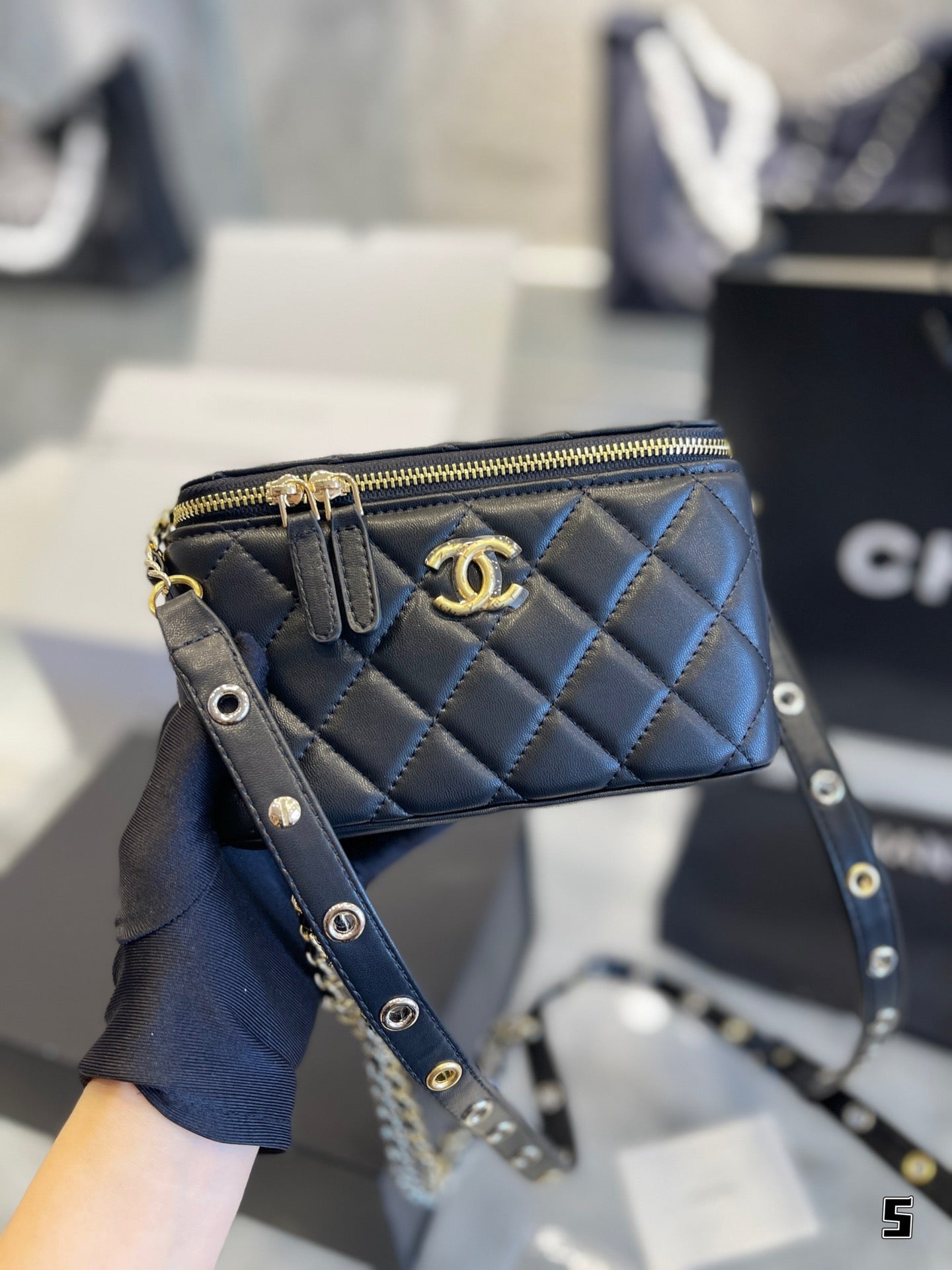 Chanel 2016 Fall Runway Limited Edition Python Kiss Lock Box Bag