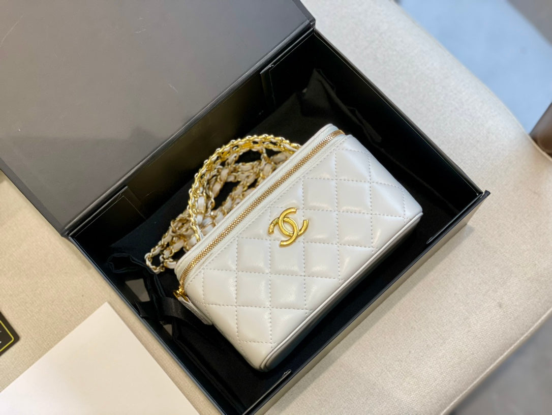 small white chanel purse box