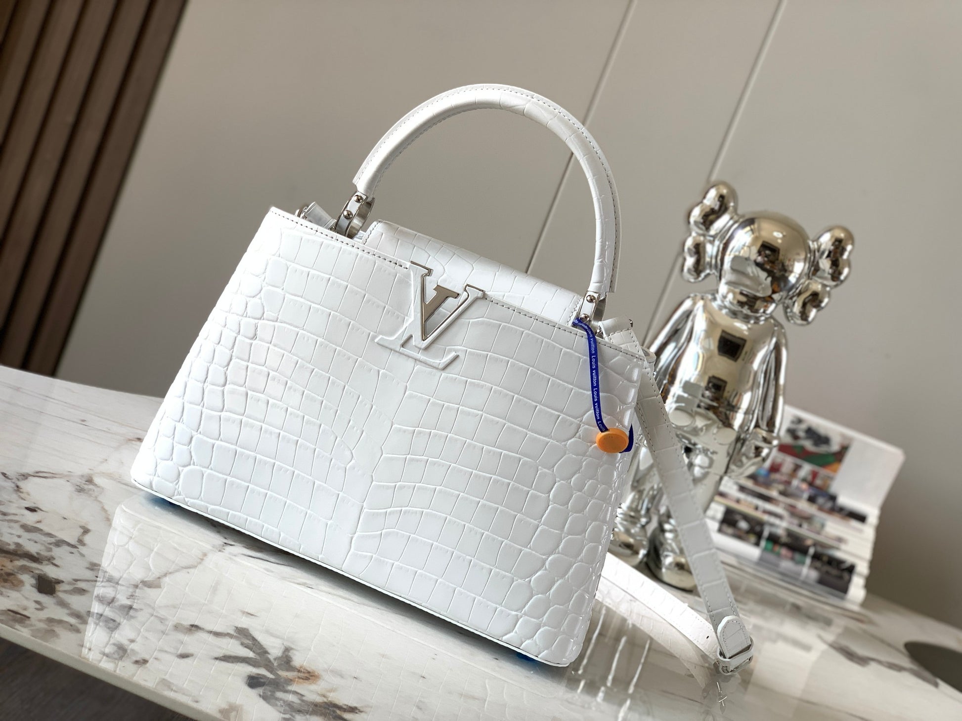 Louis Vuitton Capucines crocodile bag white