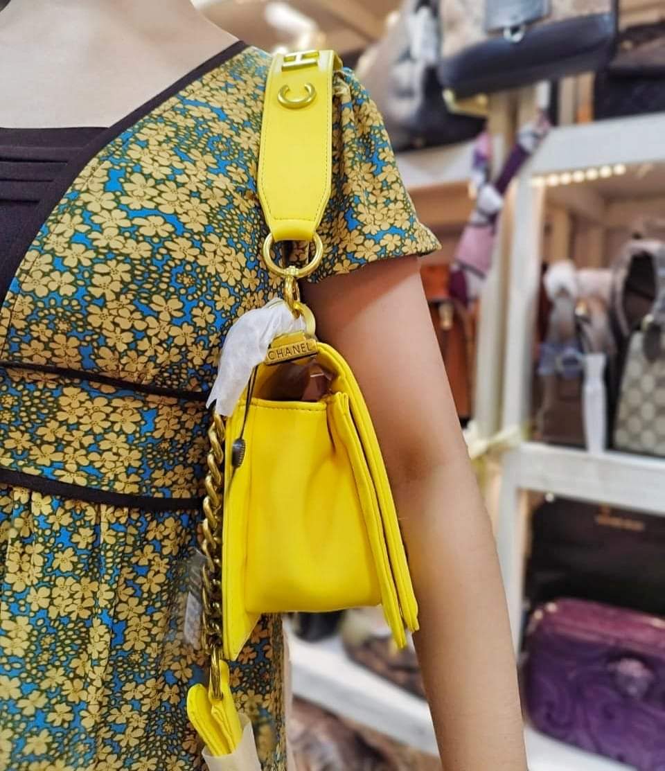 yellow chanel crossbody handbag