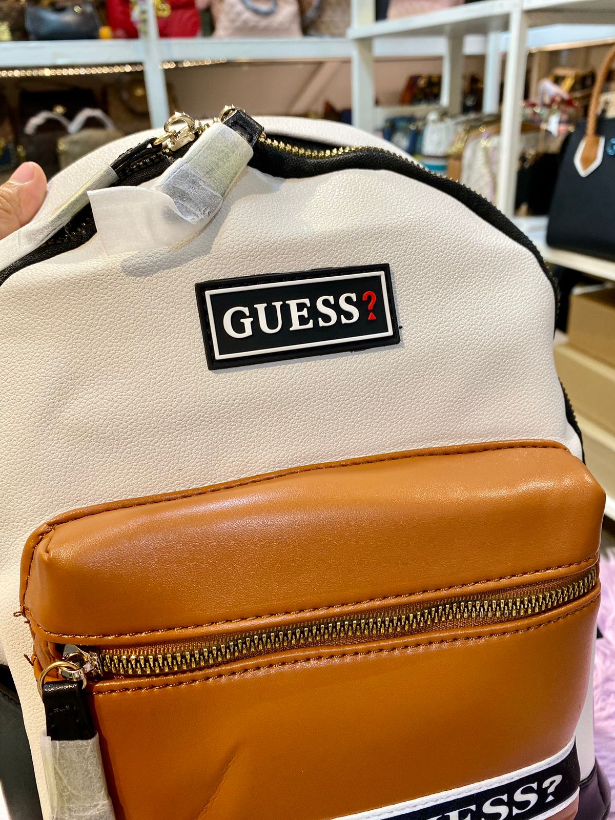 BXU GUESS 020 Brown White Medium Backpack Bag