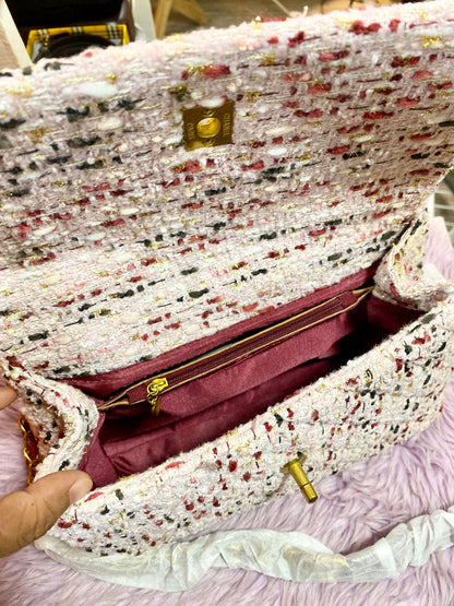 BXU Chnel 043 Tweed Top Handle Pink Bag